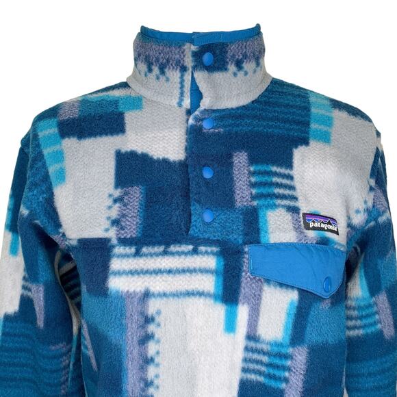 Rare Patagonia Stitchwork Underwater Blue Synchilla Snap-T Fleece Pullover - Picture 6 of 12